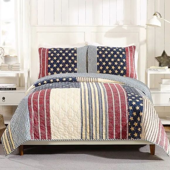 Modern Heirloom Bedding Newcountry American 0 Cotton Queen Quilt Set Farmhouse Patriotic